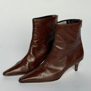 Anne Klein brown leather kitten heel boot bottie size 8.5